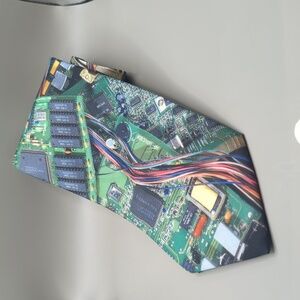COMPUTER CIRCUIT BOARD Neck Tie RALPH MARLIN WALLYWEAR Fun Nerd Made in USA